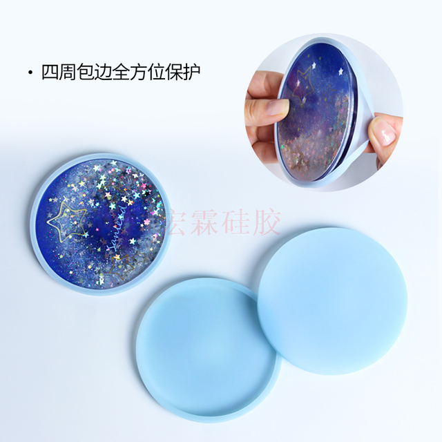 隔熱櫻花閃粉亞克力流沙杯墊 東莞廠家定制亞克力流沙杯墊